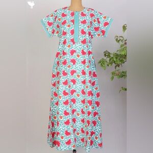 Kilol 40s Cotton Kaftan In Floral Block Print. Size